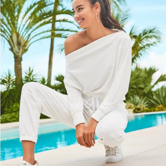 NWT Lilly Pulitzer One-shoulder Velour White Top (small) - Picture 8 of 9